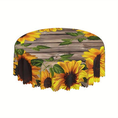 Sunflower Tablecloth 152 Round Polyester Waterproof