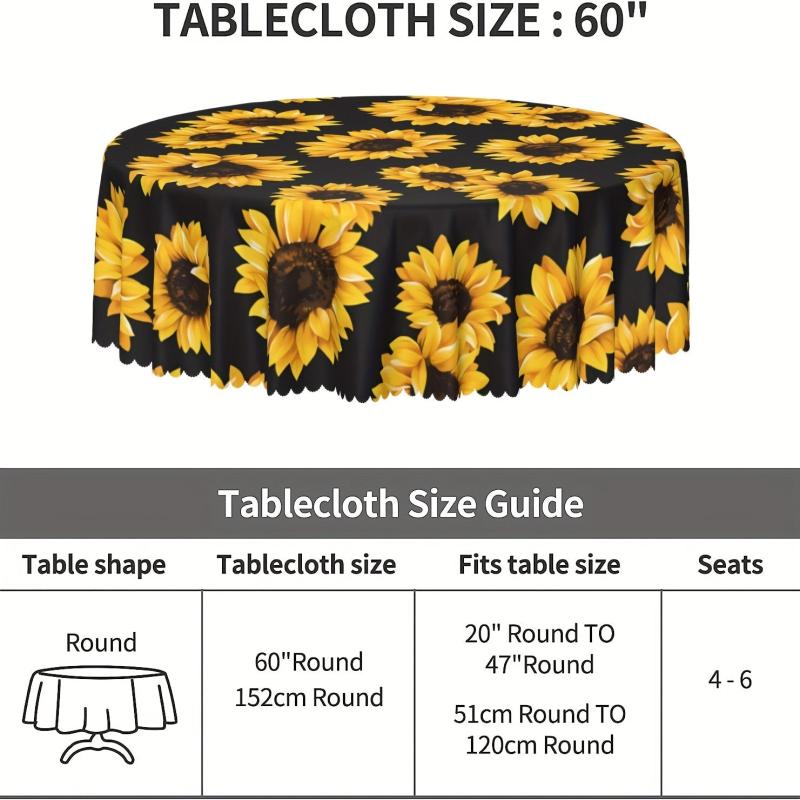 Sunflower Tablecloth 152 Round Polyester Waterproof