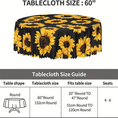 Sunflower Tablecloth 152 Round Polyester Waterproof