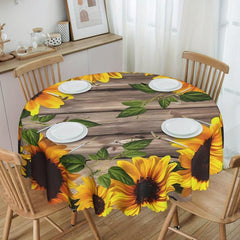 Sunflower Tablecloth 152 Round Polyester Waterproof