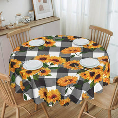 Sunflower Tablecloth 152 Round Polyester Waterproof