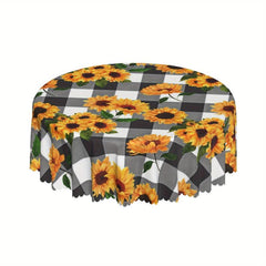Sunflower Tablecloth 152 Round Polyester Waterproof