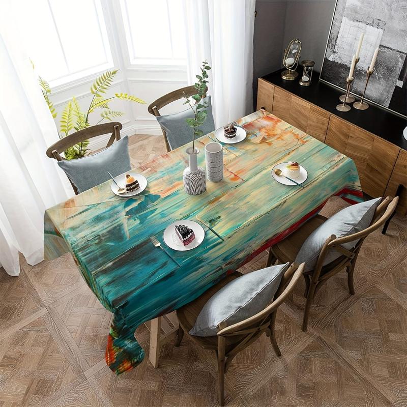 Waterproof Polyester Tablecloth Abstract Style Tablecover