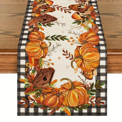 Stripes Pumpkin Sunflower Linen Table Runner