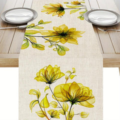 1pc Tulip Linen Table Runner Rustic Farmhouse Style Table Runner