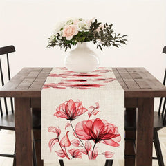 1pc Tulip Linen Table Runner Rustic Farmhouse Style Table Runner