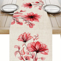 1pc Tulip Linen Table Runner Rustic Farmhouse Style Table Runner