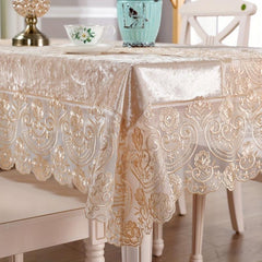 Brown Velvet Lace Embroidered Tablecloth for Events