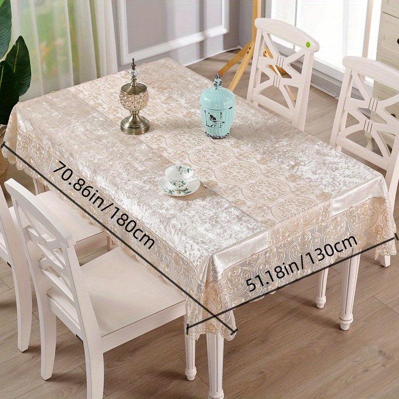 Brown Velvet Lace Embroidered Tablecloth for Events
