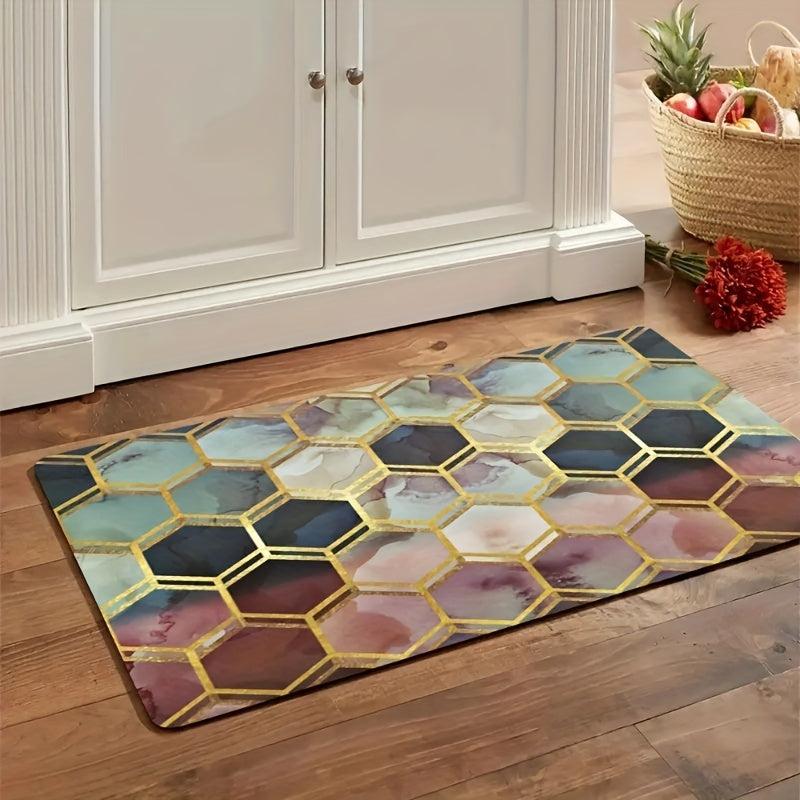 Absorbent Honeycomb Kitchen Rugs Non Slip Stain Resistant Waterproof Mats