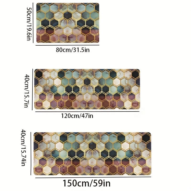 Absorbent Honeycomb Kitchen Rugs Non Slip Stain Resistant Waterproof Mats
