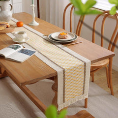 Boho Table Runner with Tassels for Wedding Bridal Shower