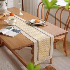 Boho Table Runner with Tassels for Wedding Bridal Shower