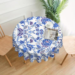 Floral Round Table Cloth Stain Resistant Water Repellent Wrinkle Circle Table