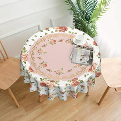 Floral Round Table Cloth Stain Resistant Water Repellent Wrinkle Circle Table