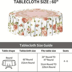 Floral Round Table Cloth Stain Resistant Water Repellent Wrinkle Circle Table