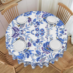 Floral Round Table Cloth Stain Resistant Water Repellent Wrinkle Circle Table
