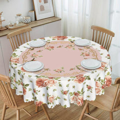Floral Round Table Cloth Stain Resistant Water Repellent Wrinkle Circle Table