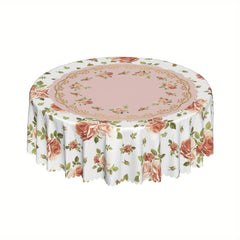 Floral Round Table Cloth Stain Resistant Water Repellent Wrinkle Circle Table