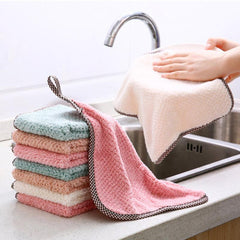 Absorbent Non-stick Dishwashing Cloth Kitchen Towels Mixed Color