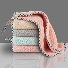 Absorbent Non-stick Dishwashing Cloth Kitchen Towels Mixed Color