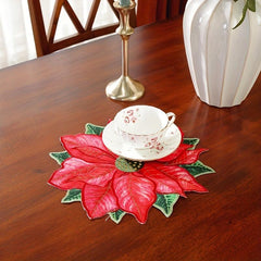 Red Floral Pattern Placemat - Heat Insulation, Waterproof, Non-slip