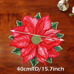 Red Floral Pattern Placemat - Heat Insulation, Waterproof, Non-slip