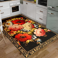 Flowers Print Kitchen Floor Mat Anti Slip Absorbent Bath Mat
