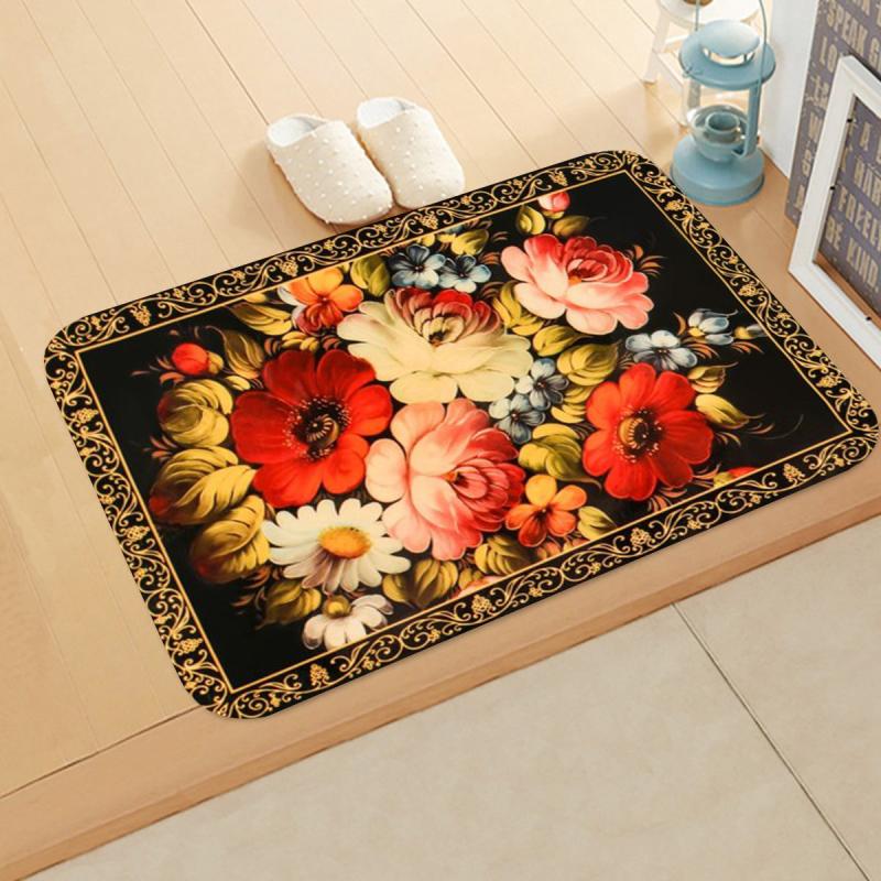 Flowers Print Kitchen Floor Mat Anti Slip Absorbent Bath Mat