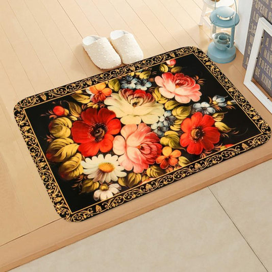 Flowers Print Kitchen Floor Mat Anti Slip Absorbent Bath Mat