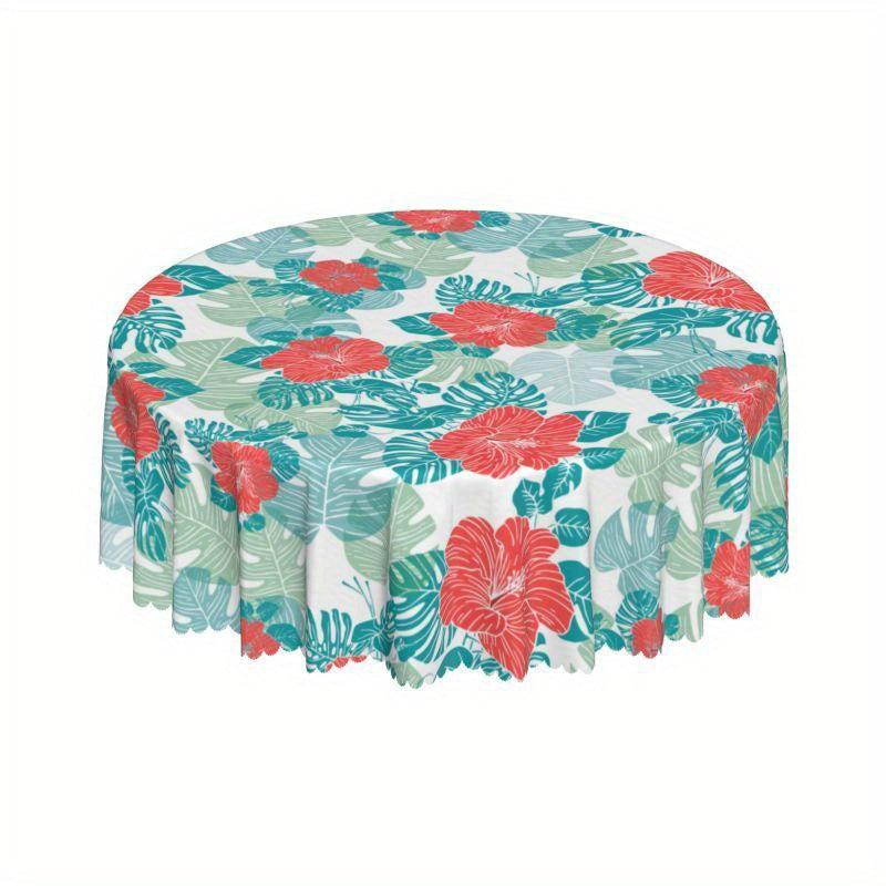 Flower Round Tablecloth Stain Resistant Water Repellent Dining Table Cover