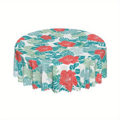 Flower Round Tablecloth Stain Resistant Water Repellent Dining Table Cover