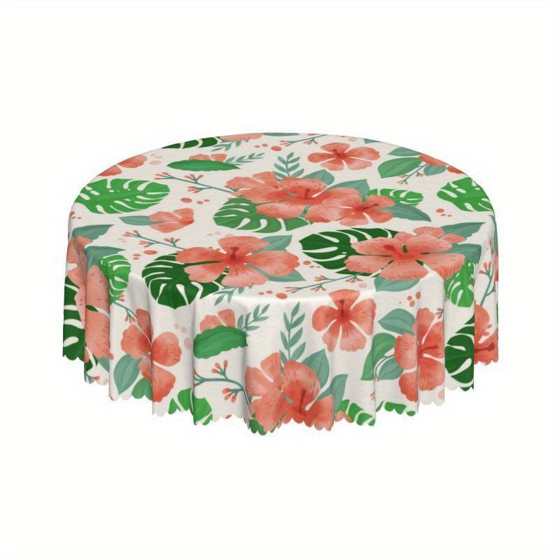 Flower Round Tablecloth Stain Resistant Water Repellent Dining Table Cover
