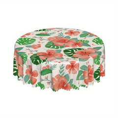 Flower Round Tablecloth Stain Resistant Water Repellent Dining Table Cover
