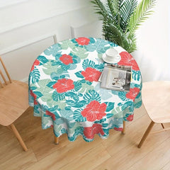 Flower Round Tablecloth Stain Resistant Water Repellent Dining Table Cover