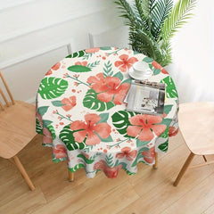 Flower Round Tablecloth Stain Resistant Water Repellent Dining Table Cover