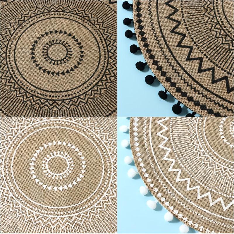 Bohemian Style Round Placemats 38cm Heat Resistant Coasters for Dining Table