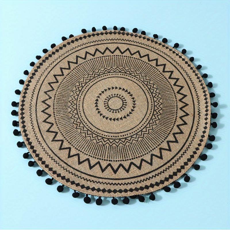 Bohemian Style Round Placemats 38cm Heat Resistant Coasters for Dining Table