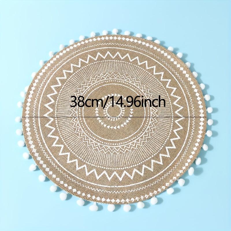 Bohemian Style Round Placemats 38cm Heat Resistant Coasters for Dining Table