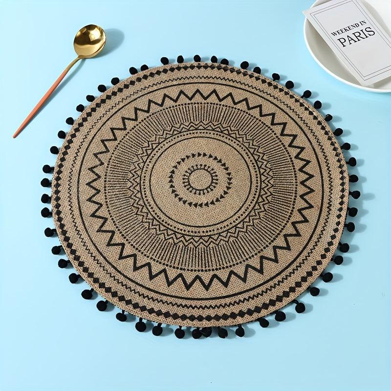 Bohemian Style Round Placemats 38cm Heat Resistant Coasters for Dining Table