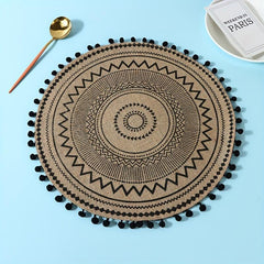 Bohemian Style Round Placemats 38cm Heat Resistant Coasters for Dining Table