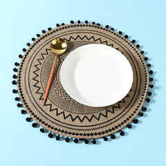 Bohemian Style Round Placemats 38cm Heat Resistant Coasters for Dining Table
