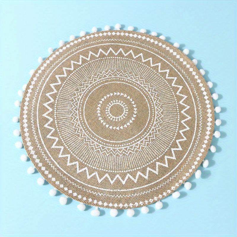 Bohemian Style Round Placemats 38cm Heat Resistant Coasters for Dining Table