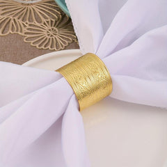 2pcs Golden Napkin Rings Floral Pattern Cast Iron Polished Metal Christmas Decor