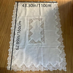 Linen Tablecloth Lace Table Cover Vintage Rectangular Table Cloth