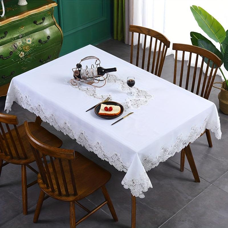 Linen Tablecloth Lace Table Cover Vintage Rectangular Table Cloth