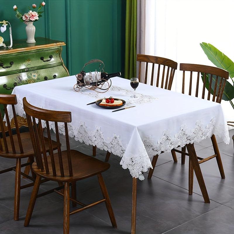 Linen Tablecloth Lace Table Cover Vintage Rectangular Table Cloth