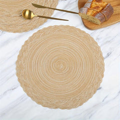 4PCS Round Polyester Placemats Double Circle Table Mat Woven Room Decor