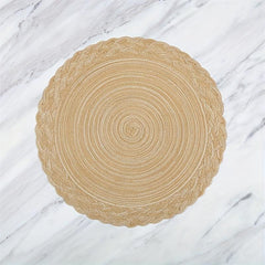 4PCS Round Polyester Placemats Double Circle Table Mat Woven Room Decor