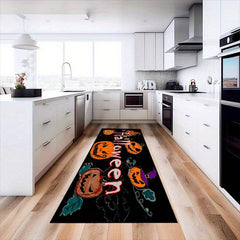 2 Pcs Halloween Happy Pumpkin Kitchen Mat Anti-Fatigue Non-Slip Waterproof